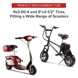 AlveyTech 9x3.50-4 (9''x3-1/2'') Scooter Inner Tube - Durable Pneumatic Tube with Angled Valve Stem, Replacement 2 or 4-Wheeler Accessories for Electric Scooters, Wheel or Tire Insert, DIY Install
