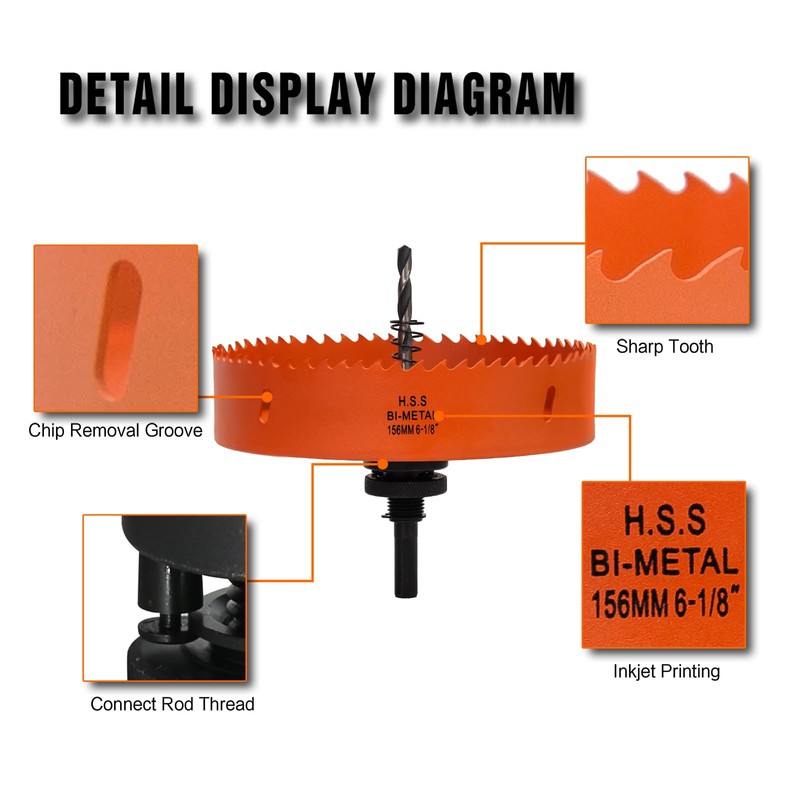 6-1/8" Hole Saw for Recessed Lights, with Dust Bowl Catcher