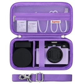 Supmay Vlogging Camera Case Compatible with Duluvulu/for TEBNGIHNM/for zheozeig/for Oiadek 4K Digital Camera, Vlog Camera Carrying Case for Lens, Usb Cable, Batteries, Purple+Purple