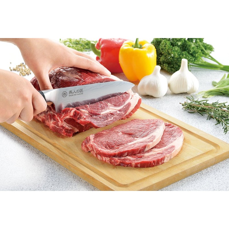 よこやま 燕人の匠 ダマスカス包丁 霞流し 牛刀包丁 180mm ETK-1502