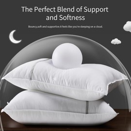 MUFEW Bed Pillows Queen Size Set of 2, Firm Hotel Pillows for Sleeping, Cooling Pillows for Side & Back Sleepers, Down Alternative Filling, 20 x 28 Inches