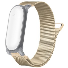 YXHH PLAUD NotePin AI Replacement Band for Voice Recorder, Includes Strap Connection Case, Magnetic Clasp, Stainless Steel, Mesh, Breathable, Adjustable Length, Unisex, Various Colors Available (Gold)