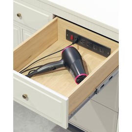 JACEPFY Drawer Outlet Kit with Typec PD20w Fast Charger Station, TR Outlet and 14AWG Power Cable Arm for Kitchen Bathroom Cabinets (Black)