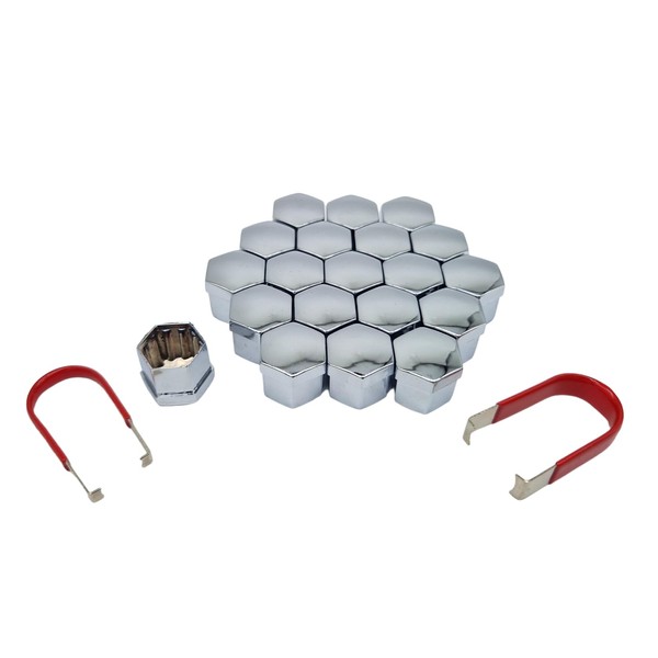 NAAA SW17 20 x Screw Caps 17 mm Chrome Silver