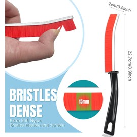 Premium Crevice Cleaning Brush Tool Aluminum Support with 15° Angle, Bathroom Tile Groove Gap Cleaning Brush, Home Kitchen Groove Gap Window Door Track Tile Groove Bristle (3PCS)