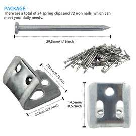 24pcs Five-Hole Rubber Spring Clamps Sofa Spring Clip Sofa Cover Clip Furniture Hardware Accessories Spring Fixing Clip Sofa Spring Replacement kit with 72pcs Iron Nails(Sliver)