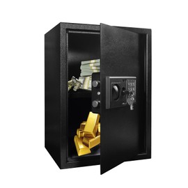 Safe Box with Sensor Light, Security Safe Steel Construction Hidden Money Safe with Lock,Wall or Cabinet Anchoring Design for Home, 1.85 Cubic Feet Black