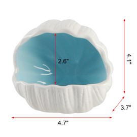 PENCK Betta Fish Tank Accessory Decor Cute Ceramic Aquarium Cave Shell Shape Fish House Hideout Ornament for Shrimp Fish Hiding Playing (Blue + 50pcs Pearl)