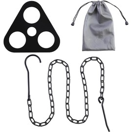 LSOSVSEU Camping Tripod Board - Turn Branches into Campfire Tripod, with Adjustable Chain to Hang Cookware, Open Fire Cooking Accessories for Picnic, Camping, Outdoor Sports (Black)