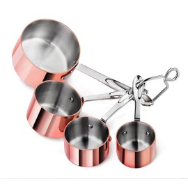 Artaste 43150 Stainless Steel 18/8 Measuring Cups Brass Plated (Set of 4), Brass and Silver