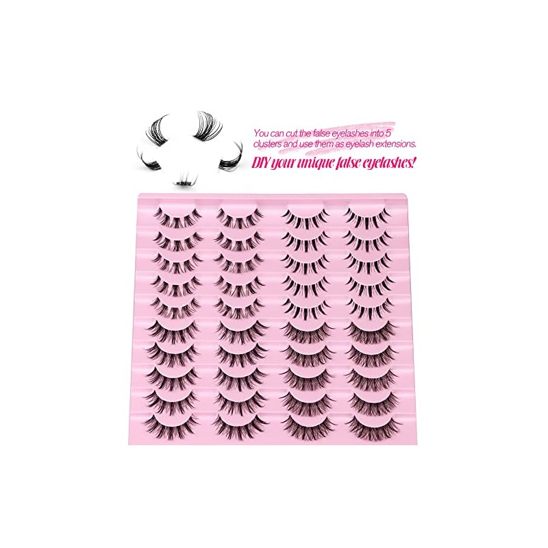 Manga Lashes Natural Look Anime False Eyelashes 20 Pairs Clear