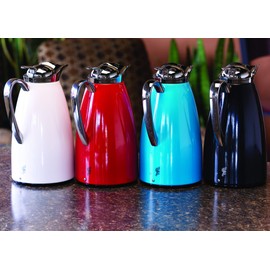 Service Ideas CJZ1WHT Classy Carafe, Glass Lined vacuum insulated, 1 Liter, 33.8 Ounces, White