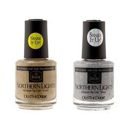 INM Northern Lights Hologram Top Coat DUO - Silver Gold Duo set