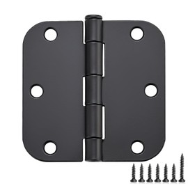 Ravinte 30 Pack Matte Black Door Hinges 3.5"x 3.5" Door Hardware Controls Rounded 5/8" Radius Corners Interior Door Hinges, Steel Bifold Residential Standard Black Hinges 3.5" for Interior Doors