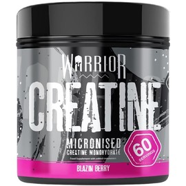 Warrior Creatine Monohidrato en Polvo – Micronizado para Mezcla Fácil y Consumo – 100% Creatina Pura – Mejora el Rendimiento Físico y Recuperación – Sabor Blazin Berry, 300g