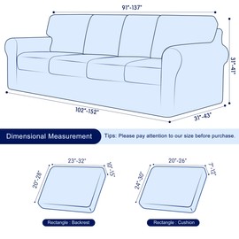 subrtex 9 Pieces Stretch Oversize Sofa Slipcover,Couch Cover for 4 Cushion Washable Sofa Cover with Individual Backrest Cushion Covers for Living Room(X-Large,Steel Blue)