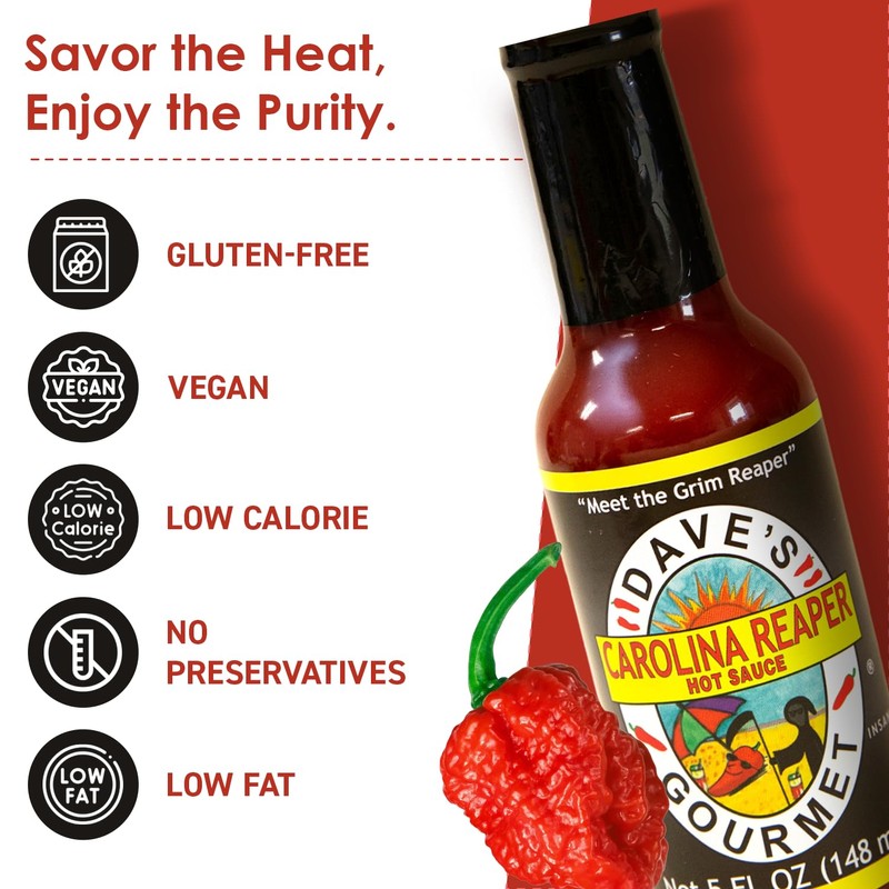 Dave's Gourmet Carolina Reaper Hot Sauce - Insanely Hot &