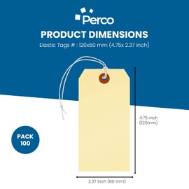 Perco Manila Shipping Tags #5 4 3/4" x 2 3/8" (12 x 6 cm) with Elastic, Box of 100