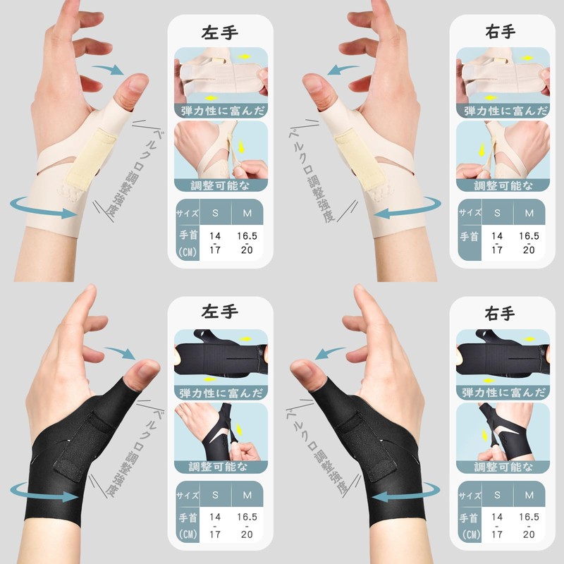 Clcyricher 手首 親指 サポーター 超薄 親指の固定 腕 サポーター 親指 リストバンド