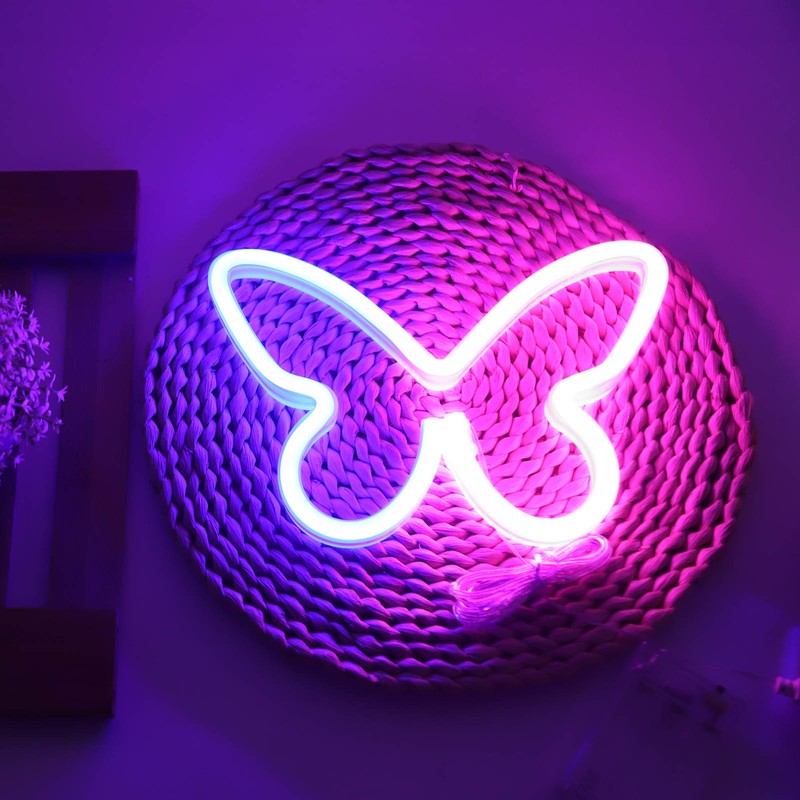 Neon Butterfly Light Pink Blue Neon Sign LED Neon Wall
