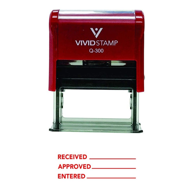 Received Approved Entered Self Inking Rubber Stamp (Red Ink) -