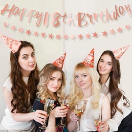 Girls 18th Birthday Banner Rose Gold Happy 18th Birthday Banner 18th Banner 18th Birthday Party Banner by Wonsta