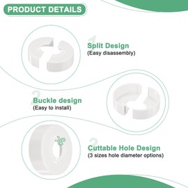 M METERXITY 2-Pack Cuttable Wall Split Flange, for 0.8/1/1.2 Inch(20/25/32mm) OD Pipe ABS Escutcheon Plate Round Plumbing Cover Plates for Water Pipe/Faucet [20mm Height, White]