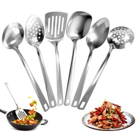 SIWOKJJO 6 Pcs Cooking Utensils Set, Stainless Steel Kitchen Utensils