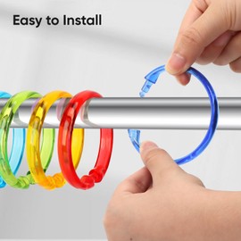 Qulable Shower Curtain Rings-12 Pack- Plastic Shower Curtain Hooks O-Shaped Rings Hook Glide Easily on Bathroom Shower Rod (Color Translucent)