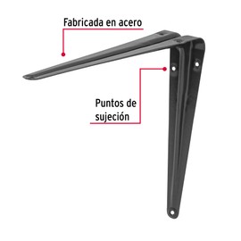 Fiero ME-10G, Ménsulas de acero color gris, 8" x 10"