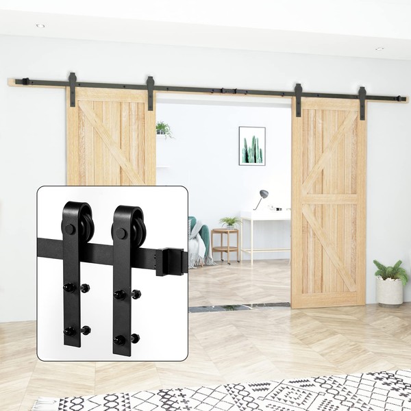 U-MAX 13 FT Heavy Duty Sturdy Sliding Barn Door Hardware Kit -Sliding Smoothly and Quietly, Easy to Install, Includes Step-by-Step Installation Instruction (J Shape)