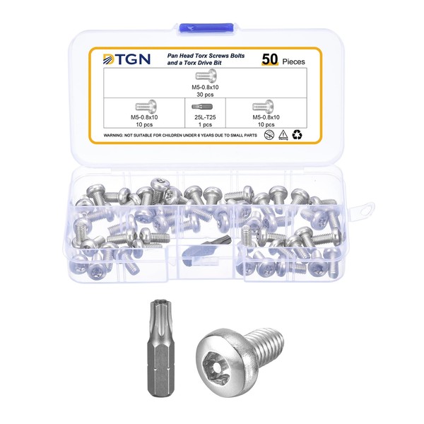 DTGN M5x10mm Pan Head Torx Security Screws - 50Pack -
