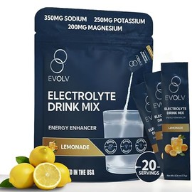 EVOLV Sobres de electrolitos en polvo sobres de electrolitos con palatinosa, sodio y minerales. Bebida de hidratación instantánea para la...          