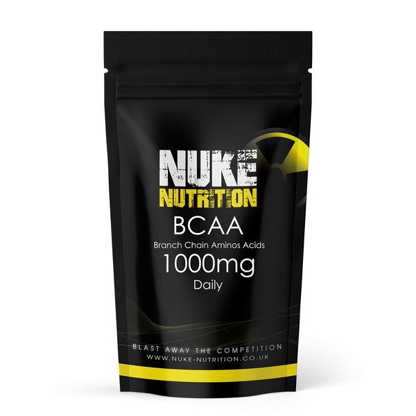 Nuke Nutrition BCAA Capsules | 60 Capsules 1000mg | Advanced Essential Amino Acids Supplement to Build Lean Muscle | Boost Recovery, Muscle Building & Growth | Leucine, Isoleucine & Valine | Vegan