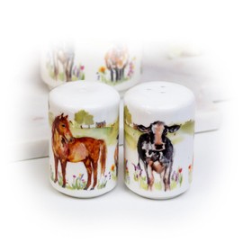 Set of 2 Farmyard Salt and Pepper Ceramic Farm Animals Country Condiment Shakers