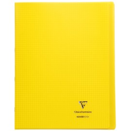 Clairefontaine - Ref 984606C - Koverbook Side Stapled Notebook (24 Sheets) - A4+ in Size, Square Ruling, Polypro Cover, 90gsm Brushed Vellum Paper - Yellow Cover