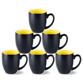 GBHOME 16oz Coffee Mugs Set of 6, Large Ceramic Coffee Mugs for Man, Woman, Dad, Mom, Modern Coffee Mugs Set with handle for Tea/Latte/Cappuccino/Milk/Cocoa. Dishwasher&Microwave Safe,Yellow