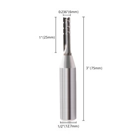 CNC Router Bits 1/2 inch Shank 3 Flutes TCT Straight Router Bit Straight Flute End Mill Cutters Woodworking CNC Trimming Slot Bits Milling Cutter for Wood (12.7 * 6 * 25, 2)