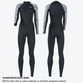 Dive Skin Full Body Rash Guard for Women Youth Swimsuit Wetsuit Front Zipper One Piece UV Protection Snorkel Suit for Diving Surfing Kayaking XL Size