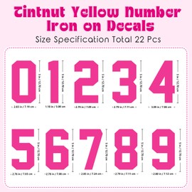 Tintnut Iron on Numbers Ready to Press-22 Sheets 5 Inch Candy Pink Iron on Transfers for Jackets Jerseys Fabric Heat Transfer Numbers for Soccer Basketball Team Uniform Sports T-Shirt