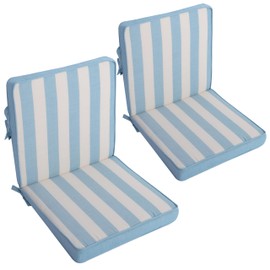 LILENO HOME Garden Chair Cushions in Block Stripes Aqua [Set of 2 - Low-Back] - Comfortable Loungers as Seat Cushions for Garden Furniture - Chair Cushions for Garden Chairs and Folding Chairs Dub