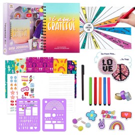 DOODLE HOG DIY Gratitude Affirmation Journal for Girls, Journaling Set - Journal Kit Includes 100 Page Journal, Stickers, Keychain, Markers, Washi Tape & Poster. Great 10 Year Old Teen Girl Gifts!