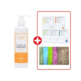 Clave Vita C Essence 300ml Whitening Transparent Skin Sheet Pack of 5 + 5 Sample Papers / 끌라베 비타C 에센스300ml 화이트닝 투명피부 시트팩5매+샘플지5종