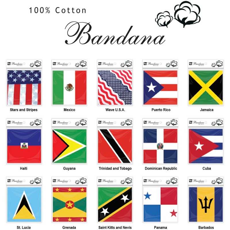 Beauty Town 3 Pcs Face Bandana Handkerchiefs 100% Cotton Print