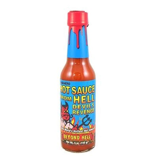 Hot Sauce From Hell Devil's Revenge - 5 Ounce - Gourmet Habanero Hot Sauce with Capsicum Extract for Chicken Wings - Perfect for the Fan of Extra Hot Hot Sauces - Dance with the Devil!