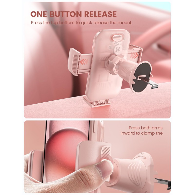 Lamicall 2025 Wider Clamp & Metal Hook Car Phone Holder