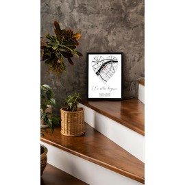 Wo Alles Begann Geschenk Poster | MIT Bilderrahmen schwarz gerahmt | Herz Bild mit Landkarte, Name & Datum | Karte Personalisiert zum Valentinstag (Herz-Form incl. Rahmen)