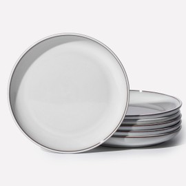 Pokini Salad Plates Set of 6, Microwave Safe Plates for Dessert, Appetizer, Scratch Resistant and Dishwasher Safe, Moonstone White