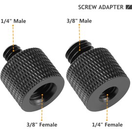 Camera Screw Conversion Adapter, Microphone Screw Adapter, 1/4 Male to 3/8 Female Adapter (1 Piece) + 3/8 Male to 1/4 Female Adapter (1), Aluminum Alloy Conversion Screw Adapter, Connection Screw, Fixing Screw, Shooting Aid Tool, Pack of 2