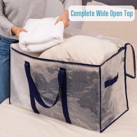 VENO 2 Pack Moving Bags, Moving Supplies, Moving Boxes, College Packing Storage Boxes with Lids Alternative, Heavy Duty Totes, Extra Large, Sturdy Handles, Zipper, for Packaging (Clear, 2 Pack)